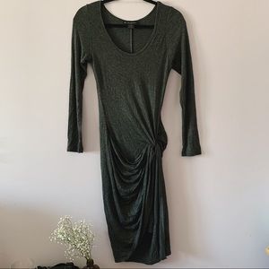 Grey Side Knot Long Sleeve Dress